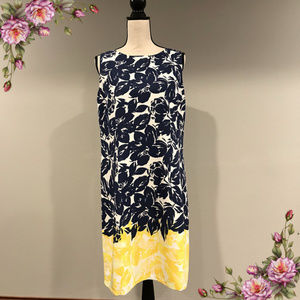 Jessica Howard Sleveless Navy Blue Floral Dress - image 1